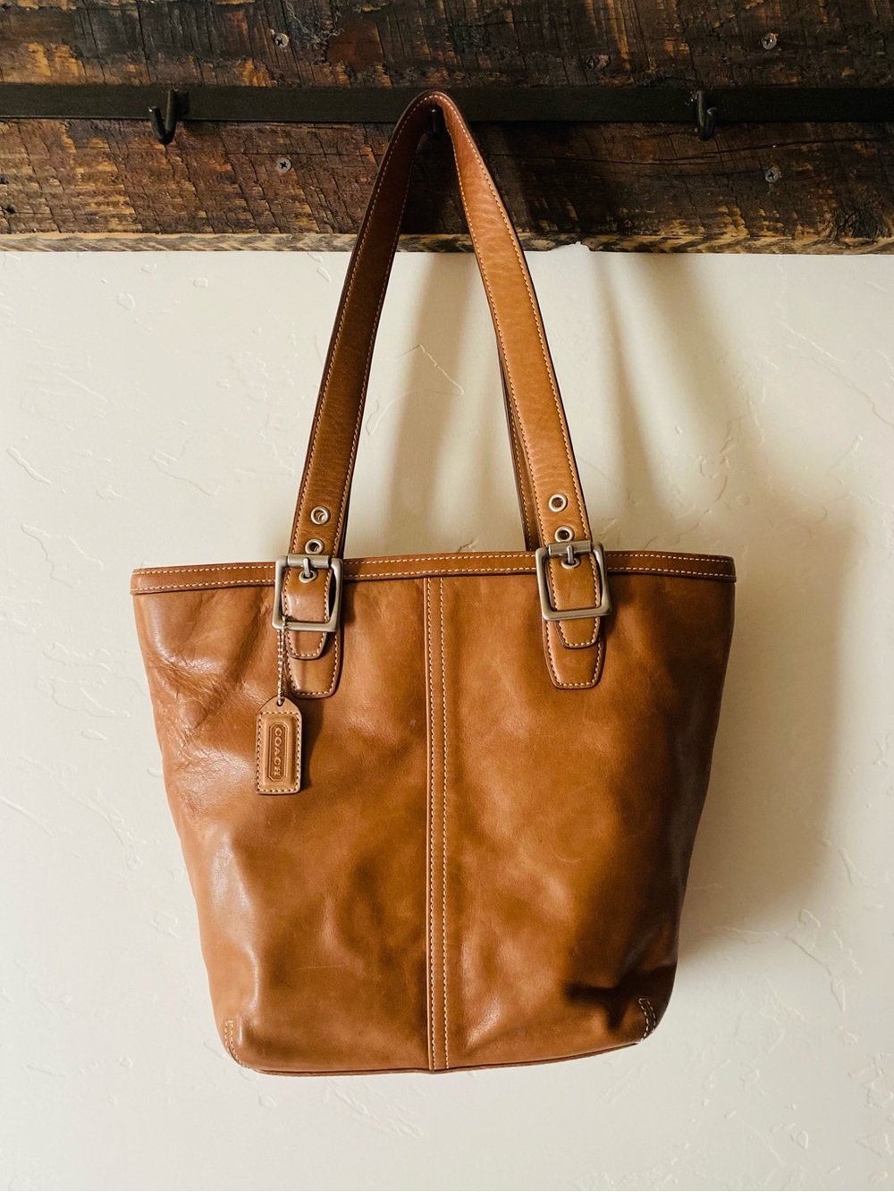 Coach Cognac Leather Tote - Double Strap Shoulder Bag